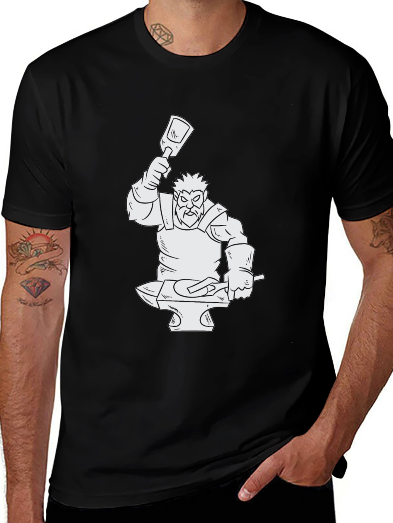 Variant 13 of Blacksmith Graphic Print T-Shirt - Cool Black Tee