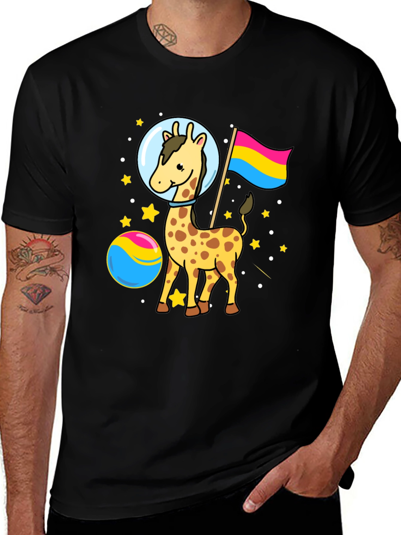 Variant 10 of Giraffe Astronaut Pride T-Shirt