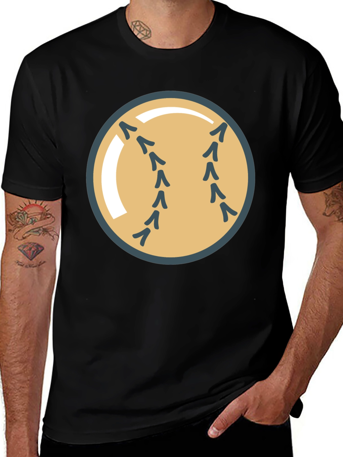 Variant 18 of Baseball Graphic T-Shirt - Black Casual Tee