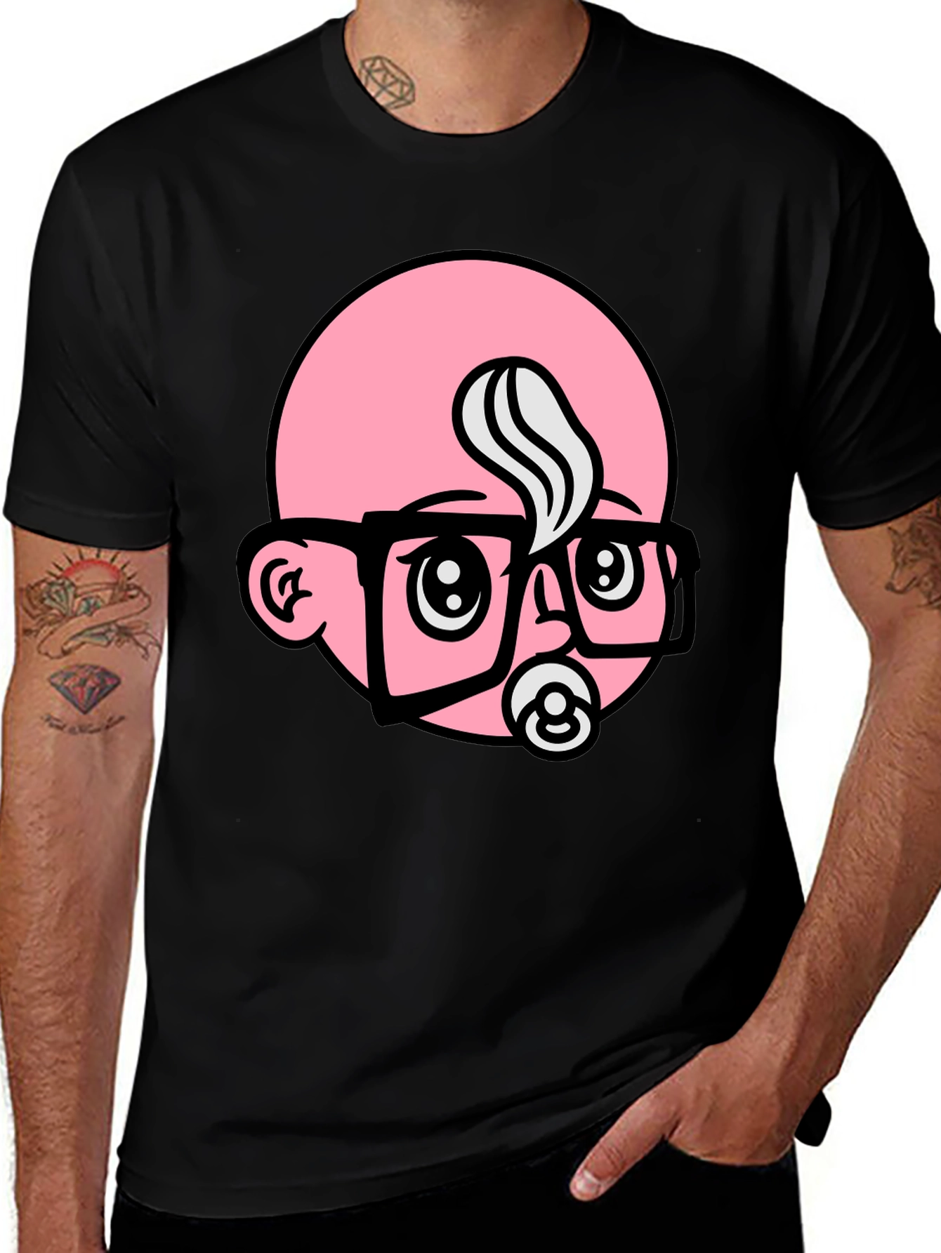 Variant 12 of Funny Baby Face Graphic Tee - Black Cotton Blend