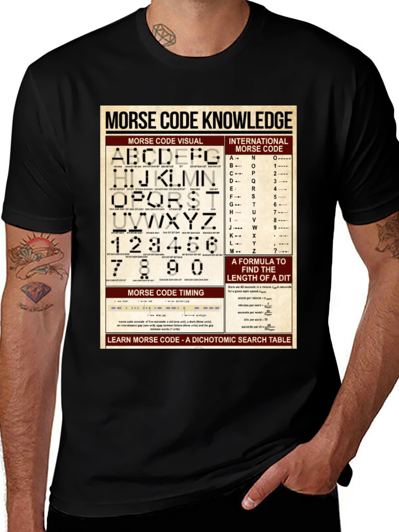 Morse Code Knowledge Chart Graphic T-Shirt