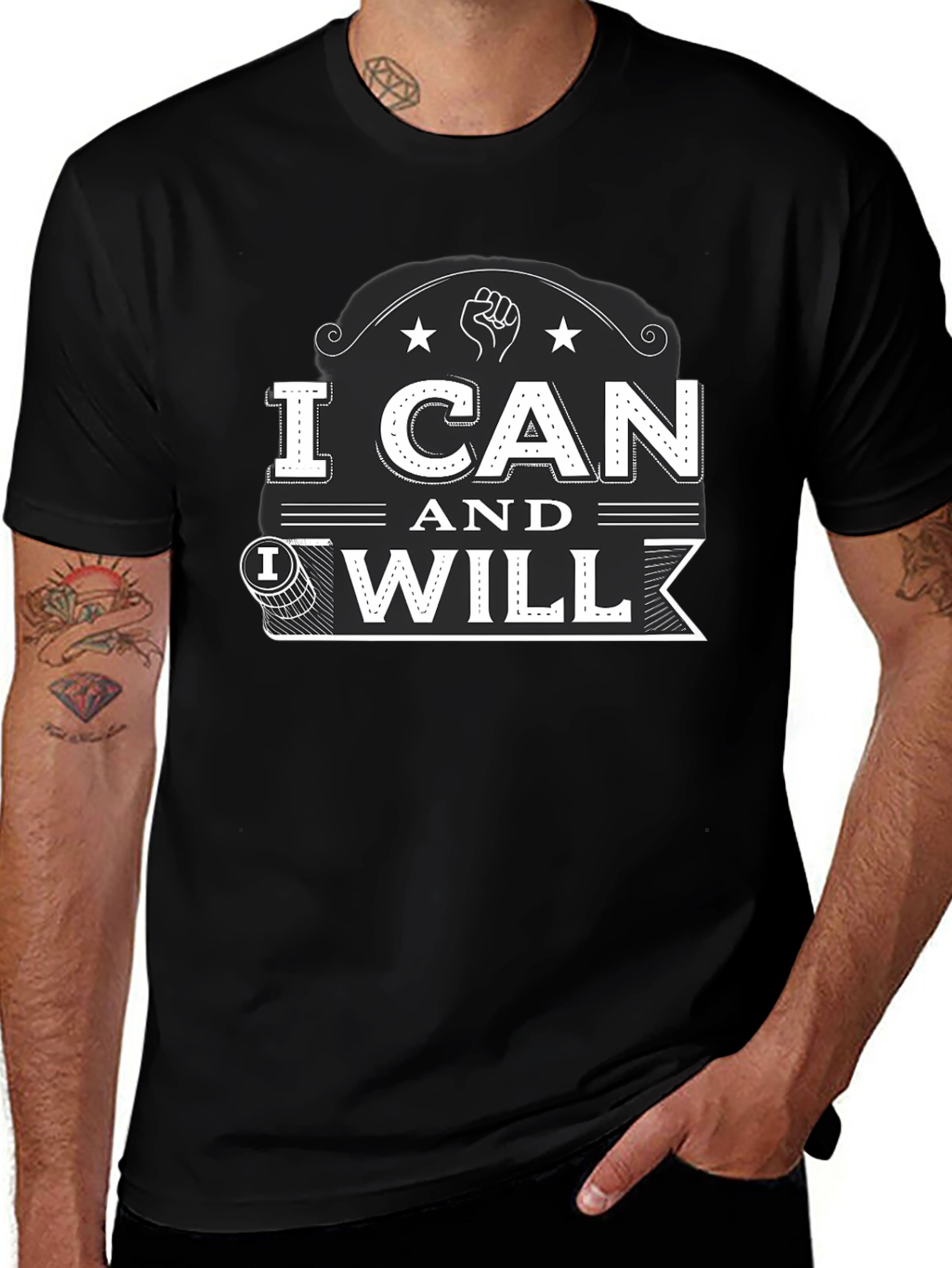 Variant 12 of I Can and I Will Black Graphic T-Shirt