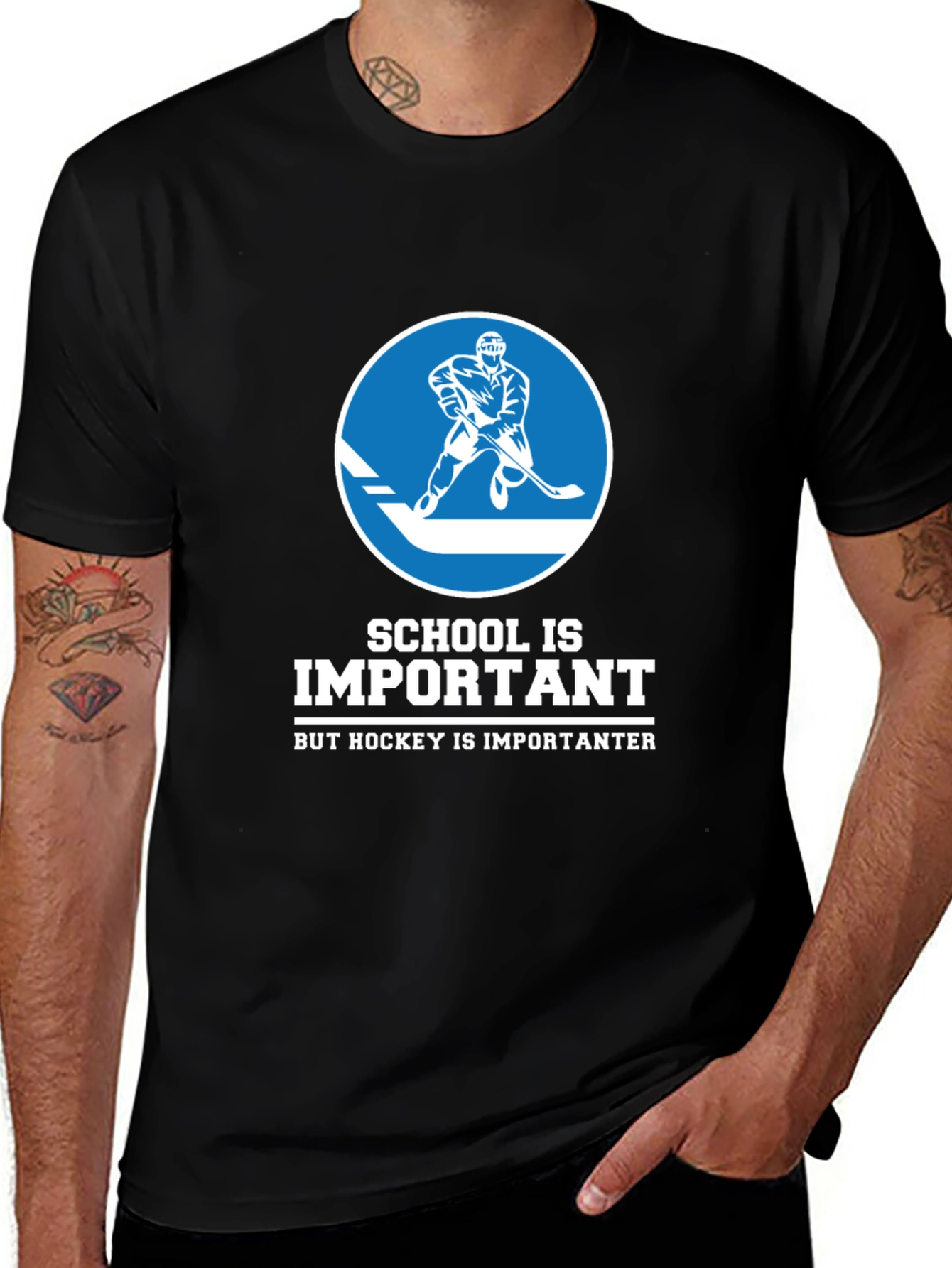 Variant 5 of Funny Hockey T-Shirt - School is Important But...