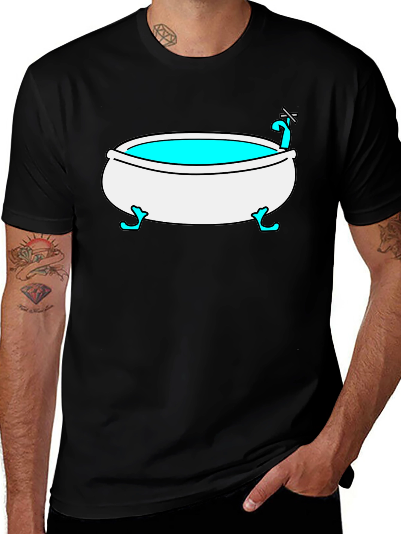 Variant 4 of Fun Bathtub Graphic Black T-Shirt