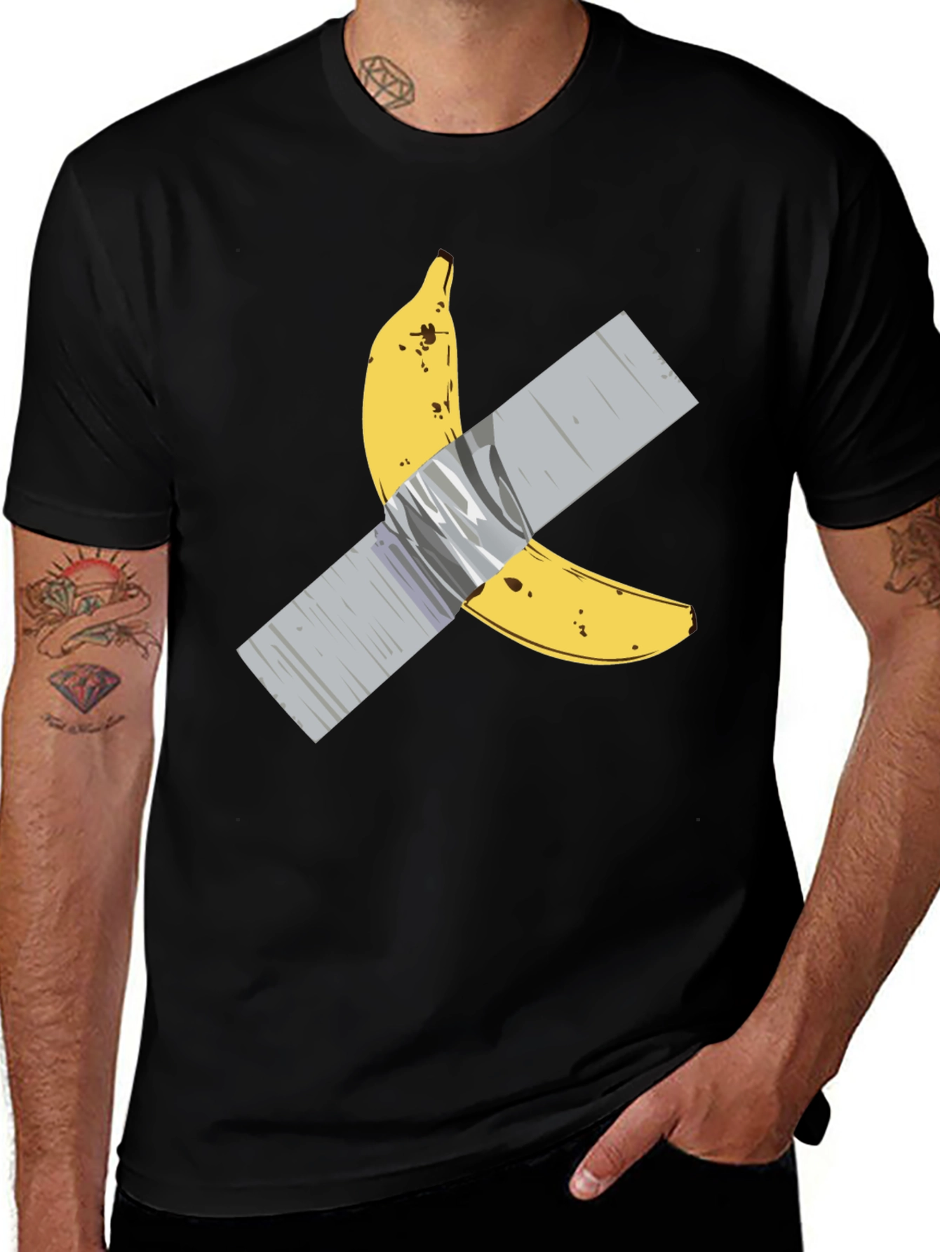 Variant 11 of Banana Duct Tape Graphic Tee -  Men's Black T-Shirt