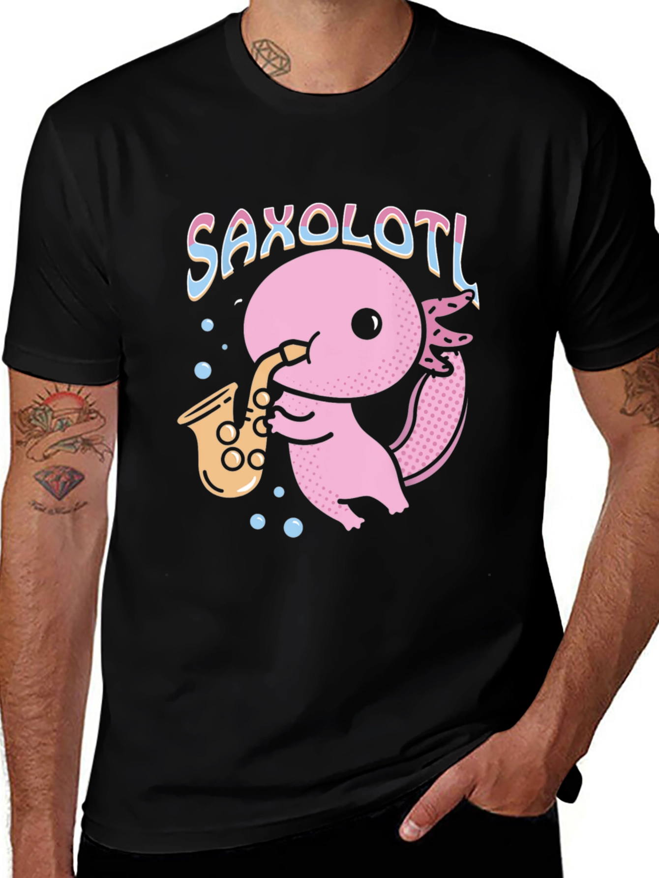 Variant 17 of Saxolotl T-Shirt - Musical Axolotl Tee