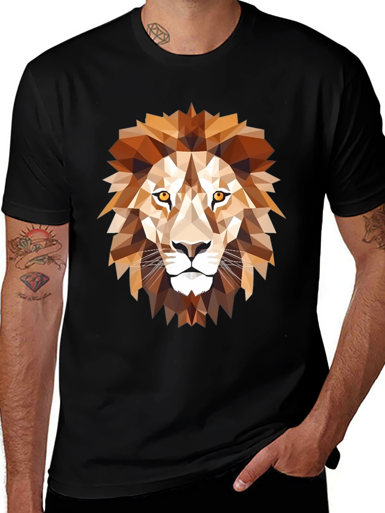 Variant 30 of Geometric Lion Graphic Tee - Black T-Shirt