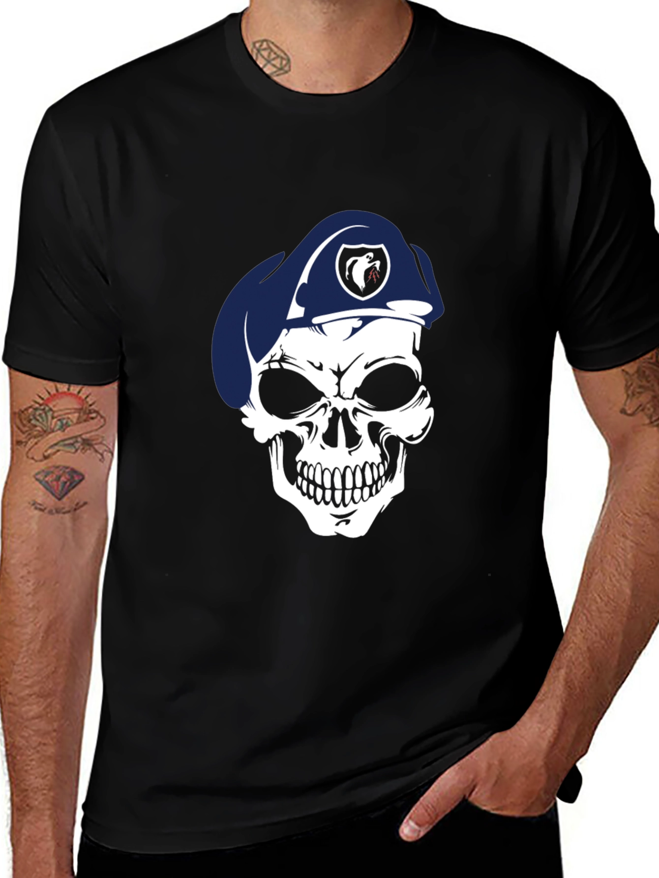Variant 27 of Skull Beret Graphic T-Shirt