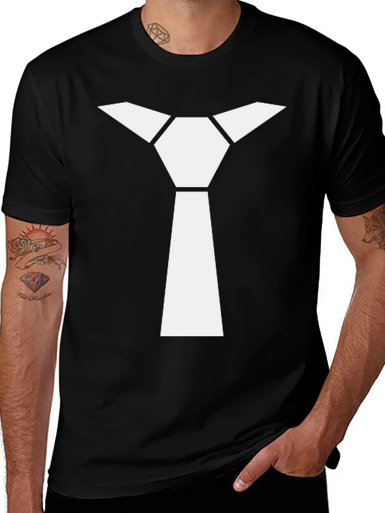 Variant 25 of Geometric Necktie Graphic Tee - Modern Minimalist Style