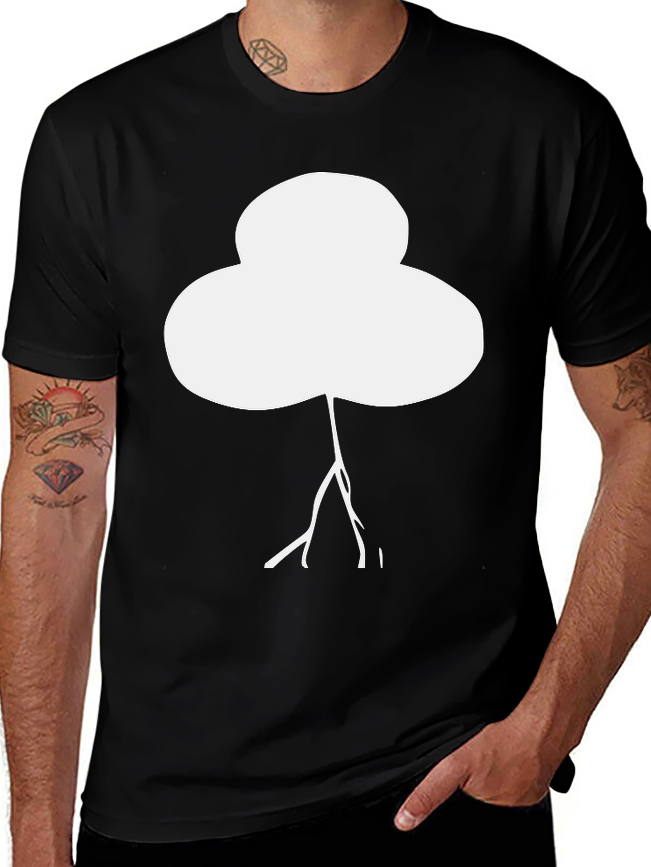 Variant 29 of Abstract White Tree Graphic Black T-Shirt