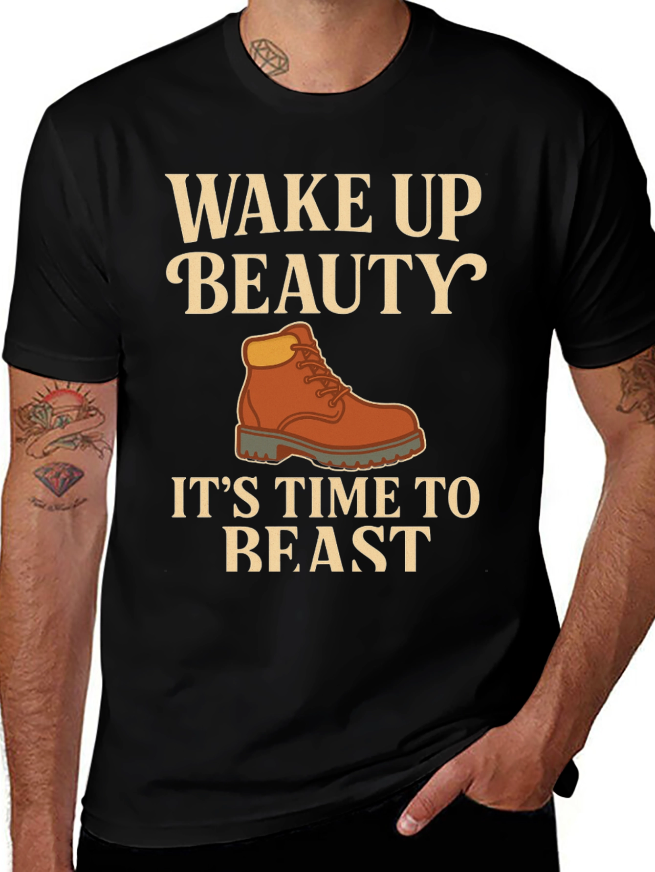 Variant 9 of Wake Up Beauty It's Time to Beast Black T-Shirt