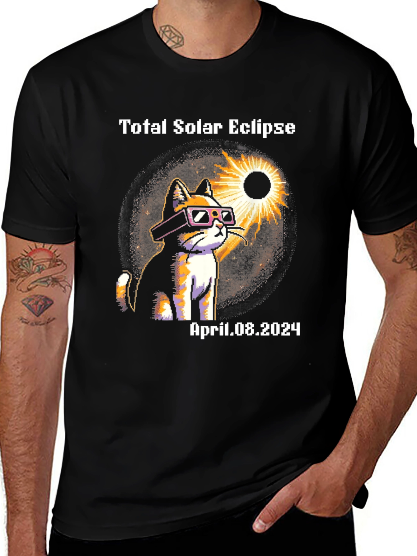 Total Solar Eclipse Cat Graphic Tee April 8 2024