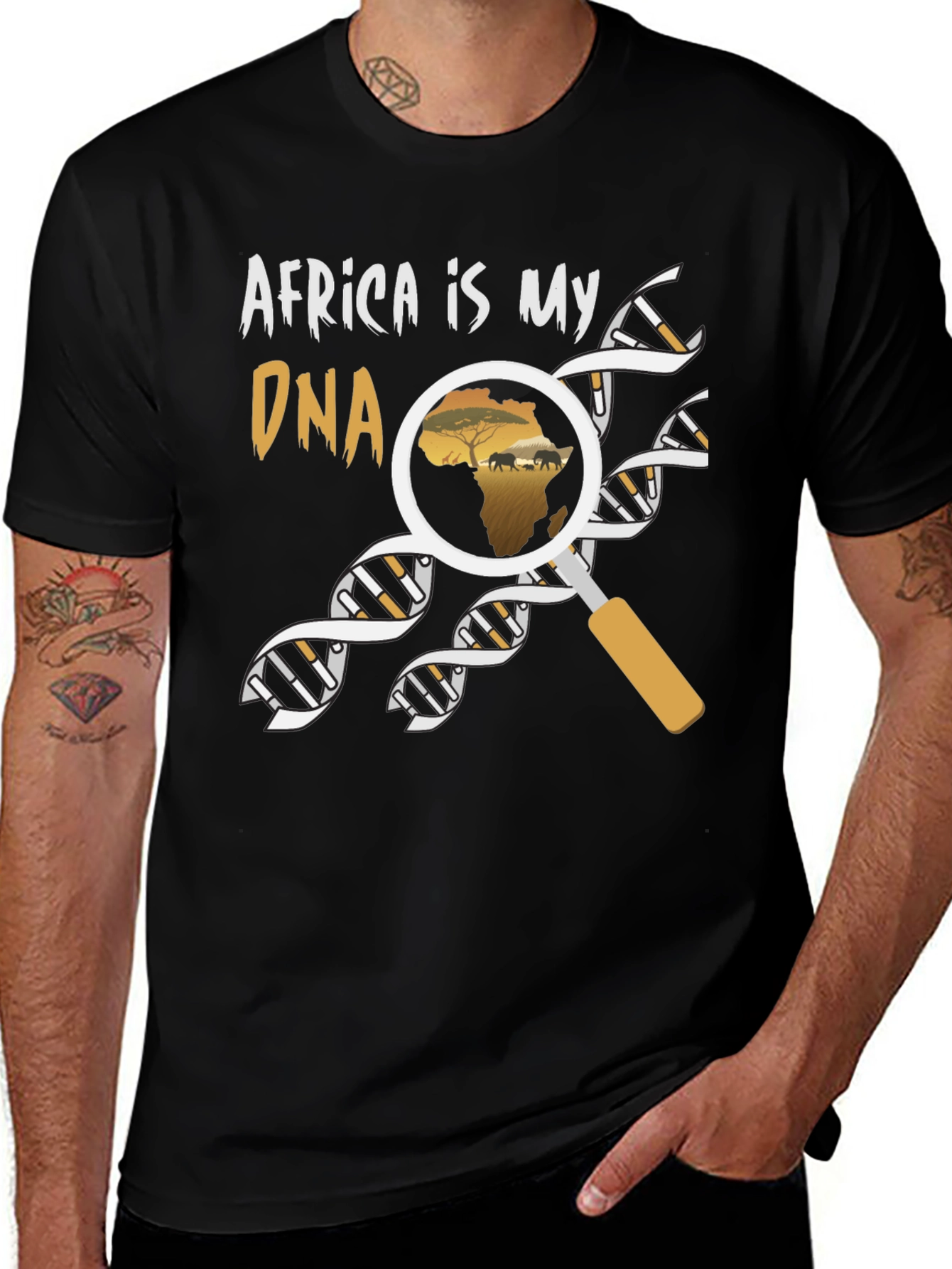 Africa is my DNA T-Shirt - Mens Black Graphic Tee