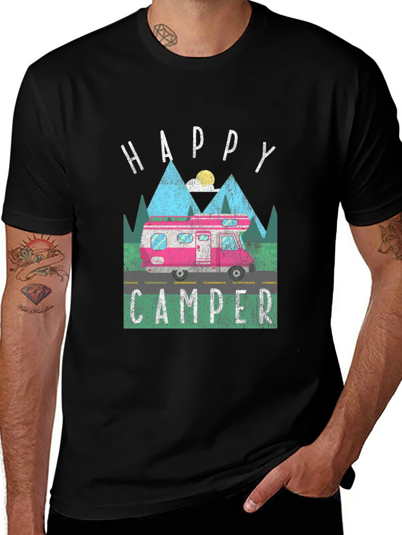 Variant 23 of Happy Camper Graphic Tee - Vintage Style