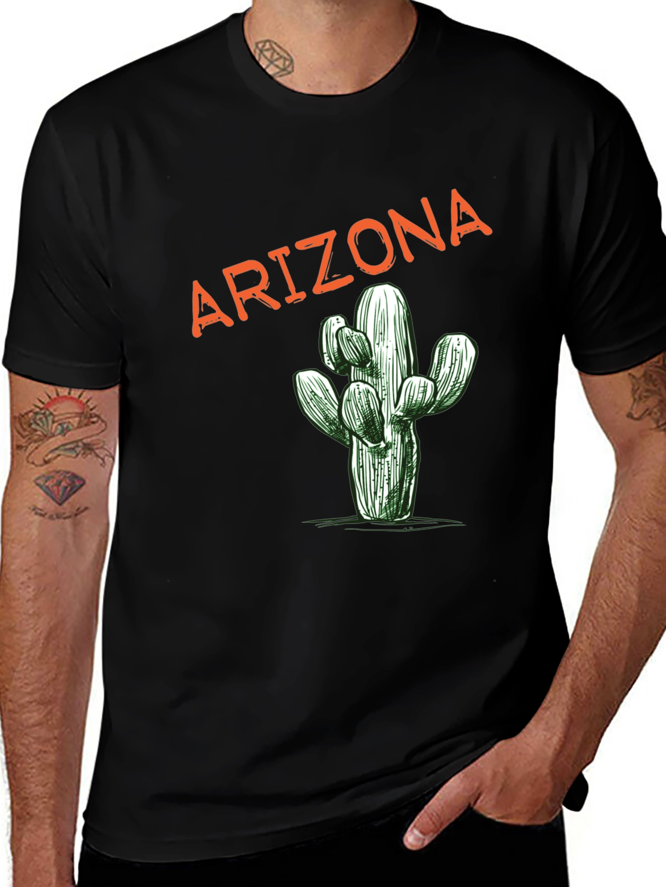 Variant 16 of Arizona Cactus Graphic Tee - Unisex Black T-Shirt