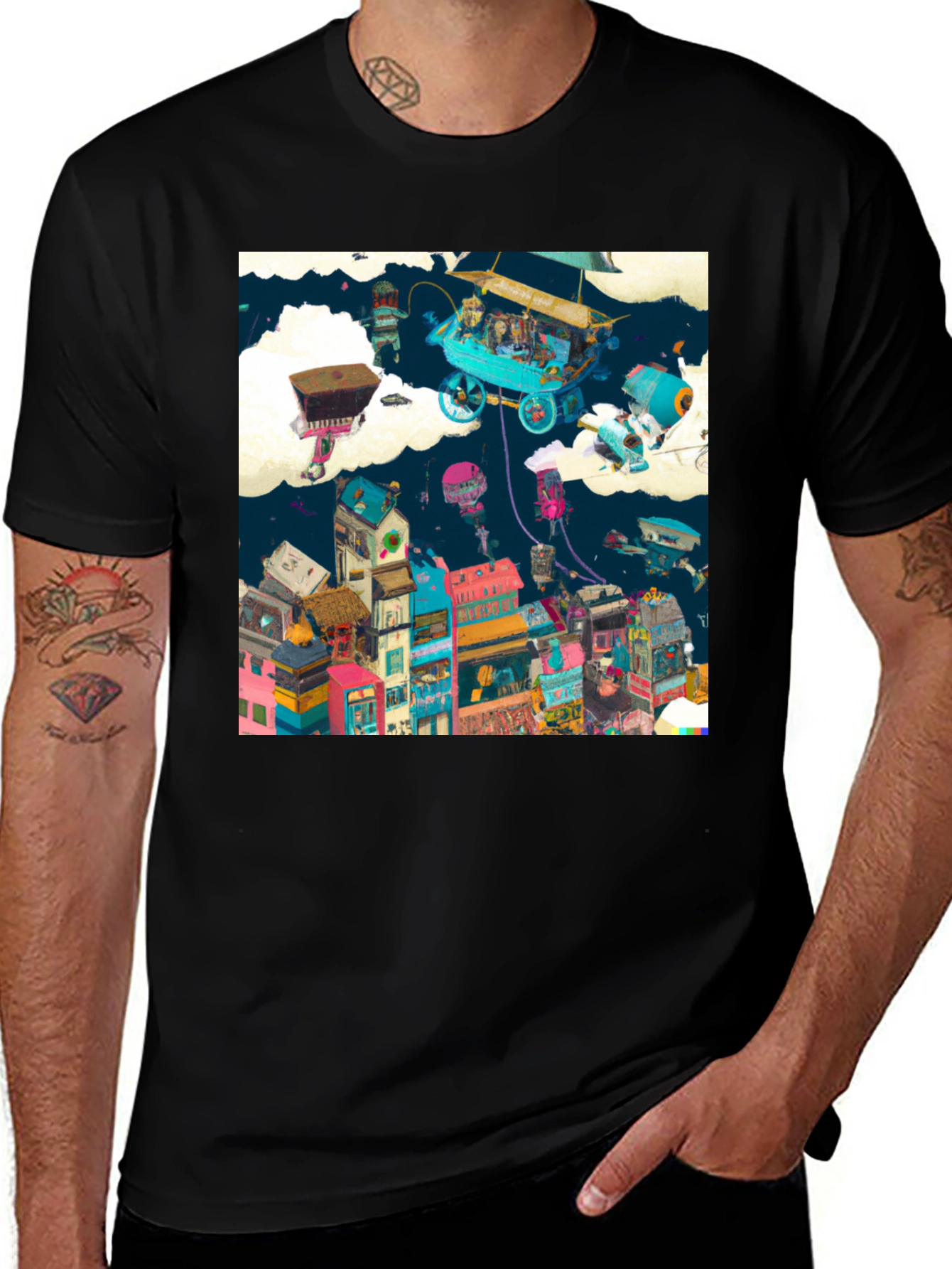 Variant 12 of Artistic Cityscape Graphic Print T-Shirt