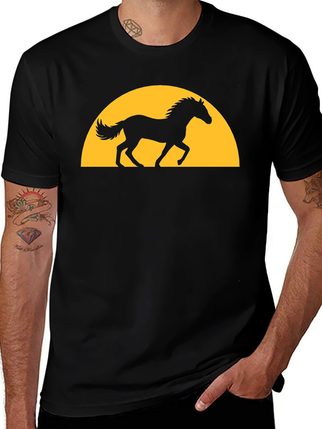 Variant 9 of Black Horse Sunset Graphic Tee