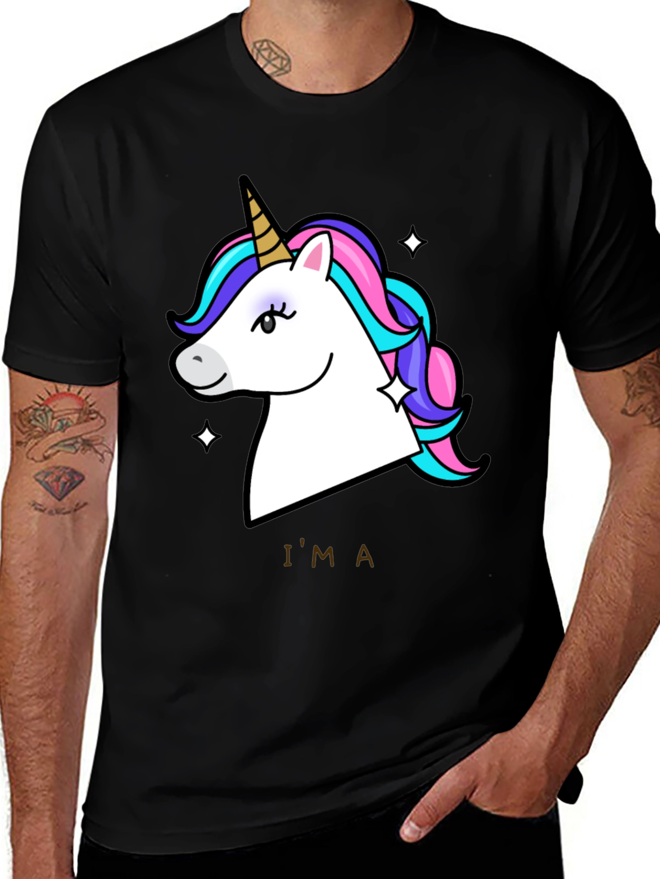 Variant 4 of Unicorn Graphic Tee - Whimsical Black T-Shirt