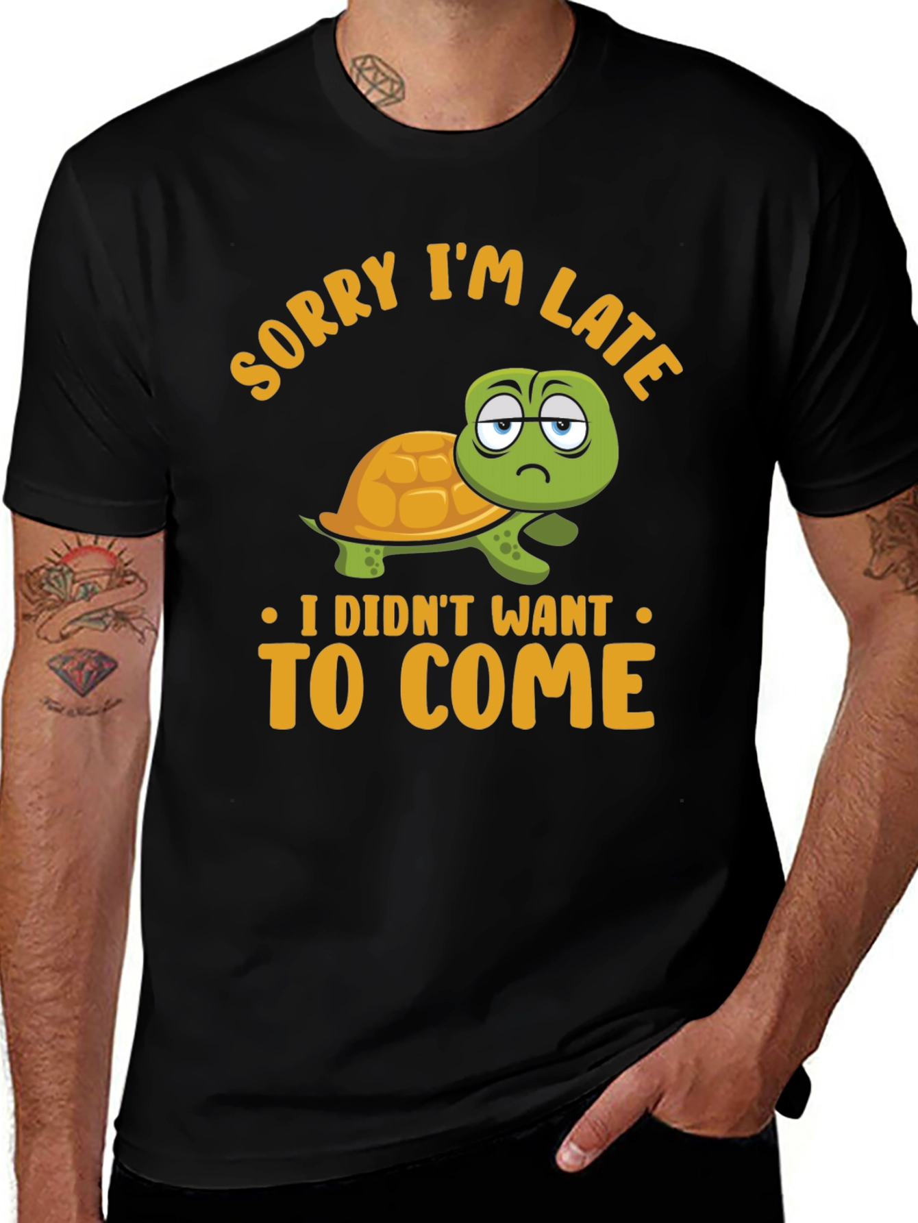 Variant 4 of Sorry I'm Late Funny Turtle Graphic T-Shirt