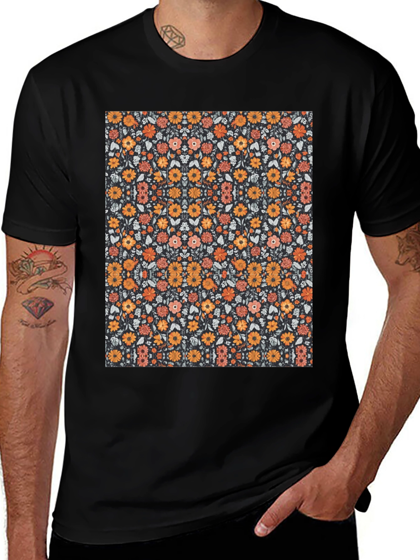 Variant 30 of Floral Print Crew Neck T-Shirt