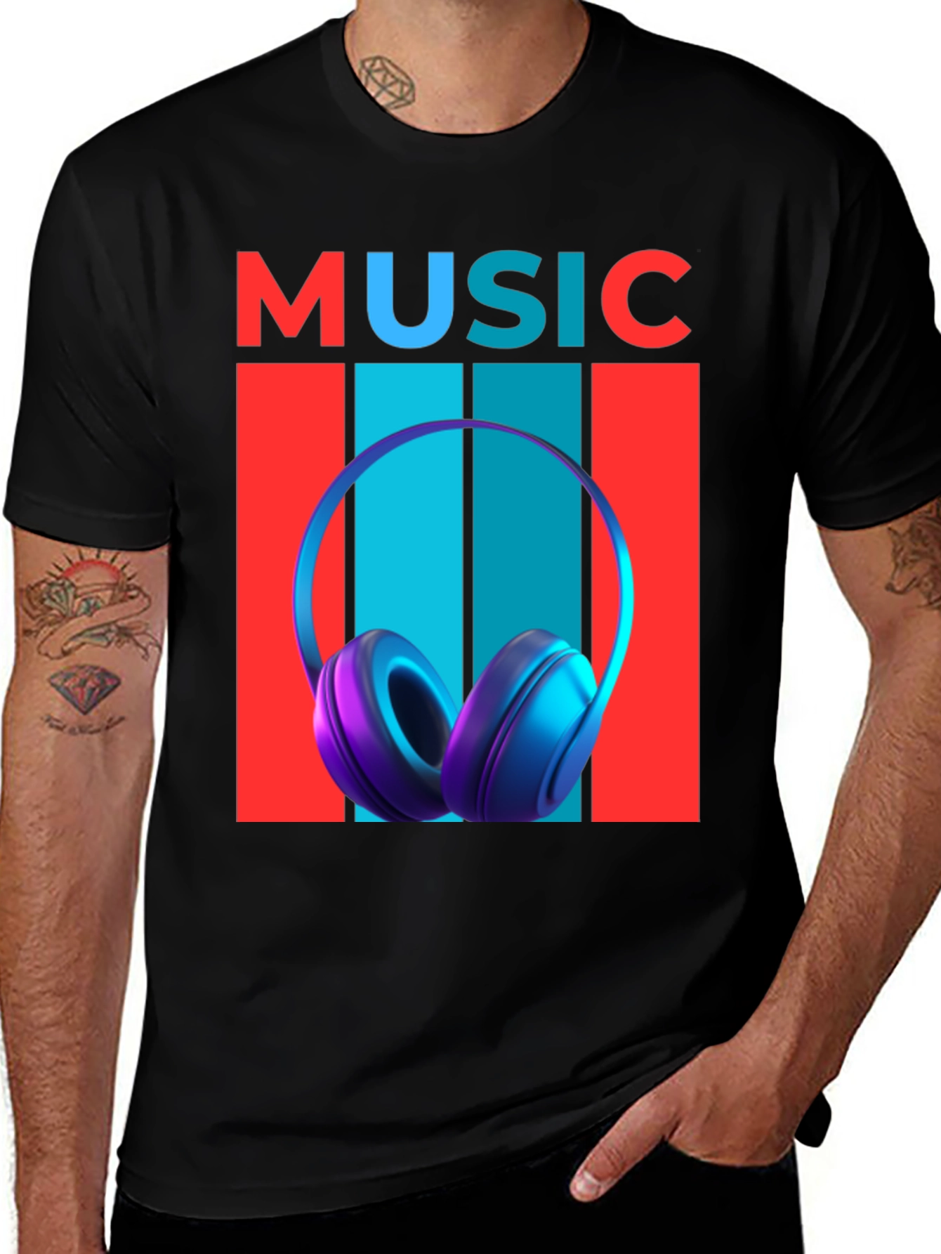 Variant 2 of Music Headphones Graphic T-Shirt - Modern Design