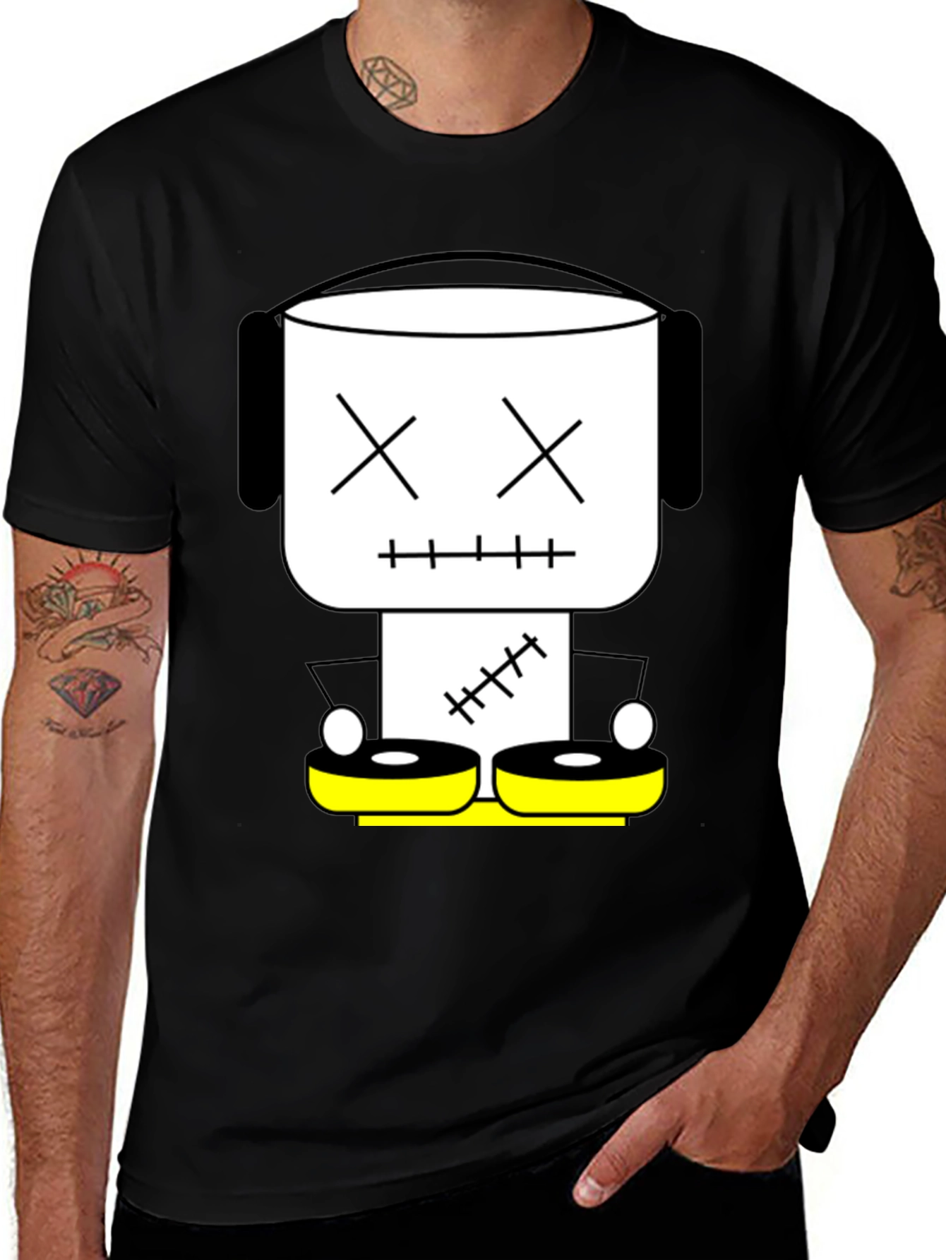 Variant 2 of DJ Robot Graphic Tee - Black Cotton T-Shirt