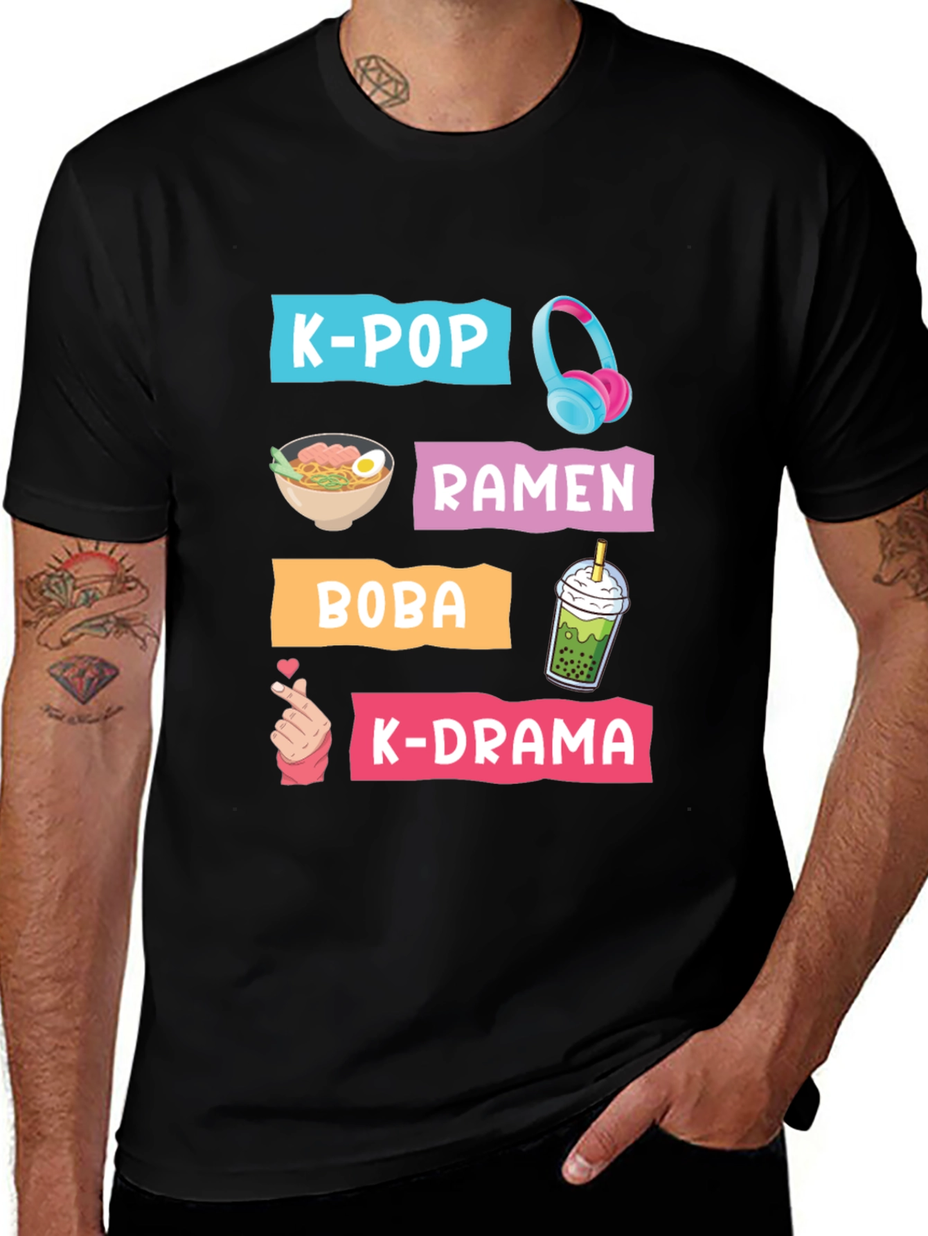 K-Pop Ramen Boba K-Drama Graphic T-Shirt