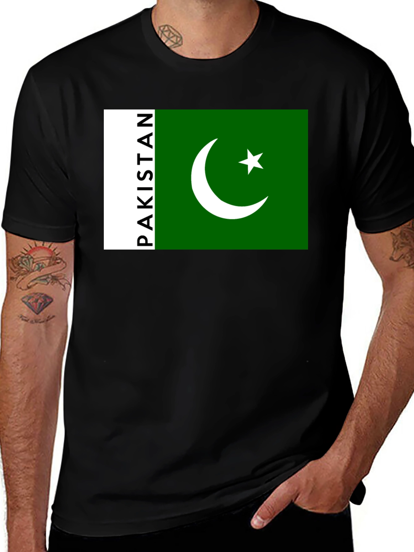 Variant 4 of Pakistan Flag Graphic Black T-Shirt