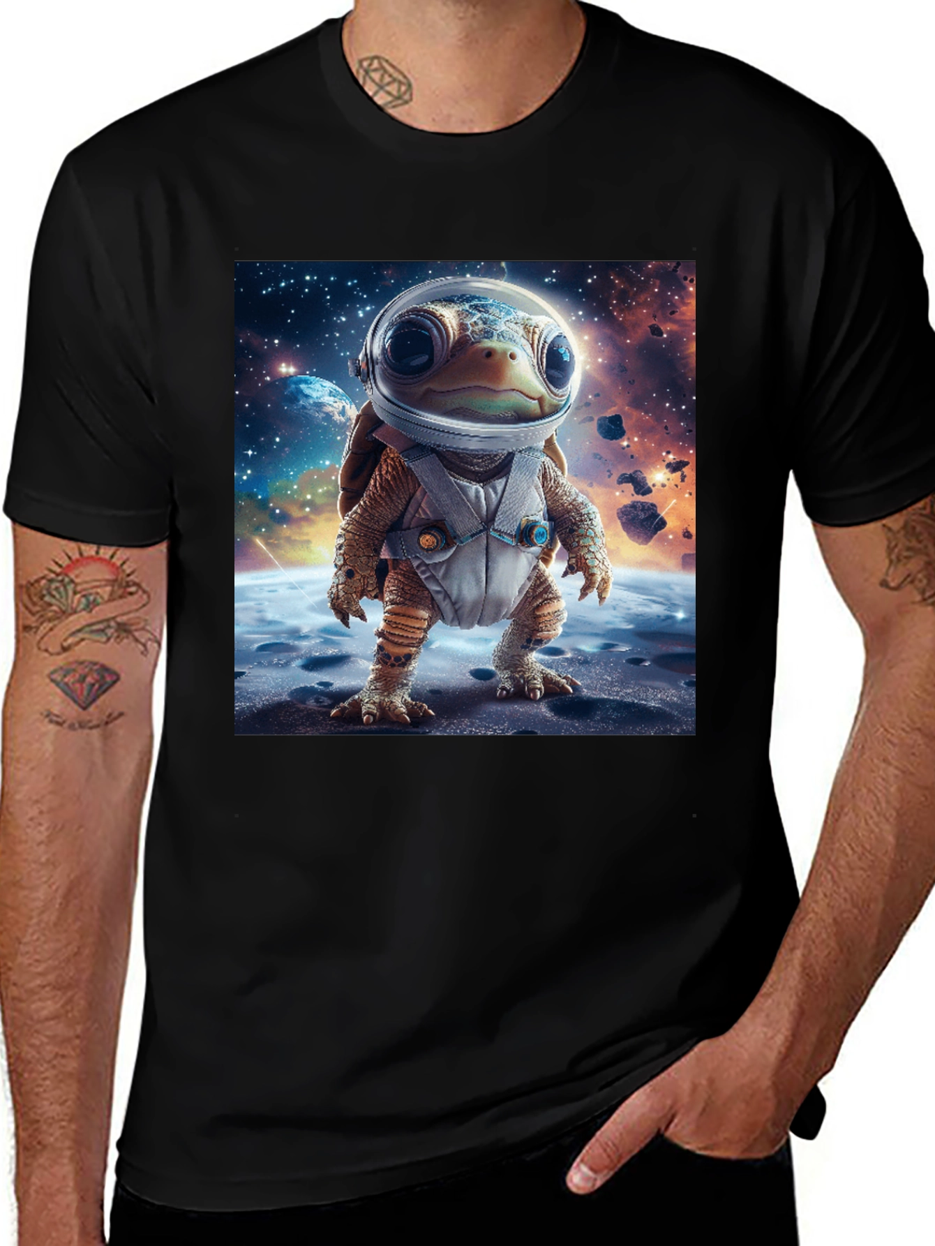 Variant 29 of Turtle Astronaut T-Shirt - Space Adventure Style