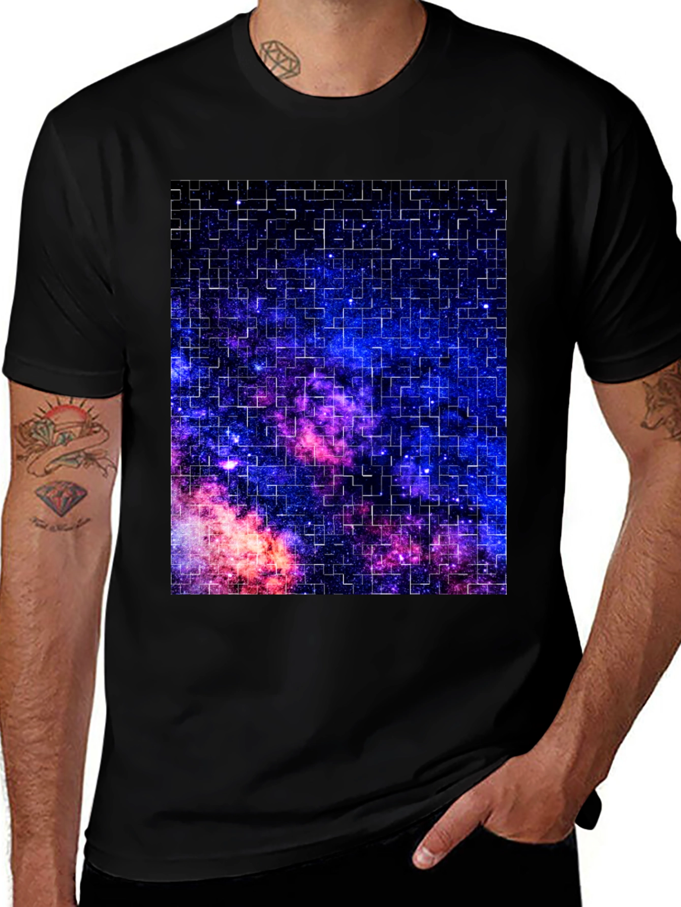 Variant 25 of Nebula Grid Black T-Shirt