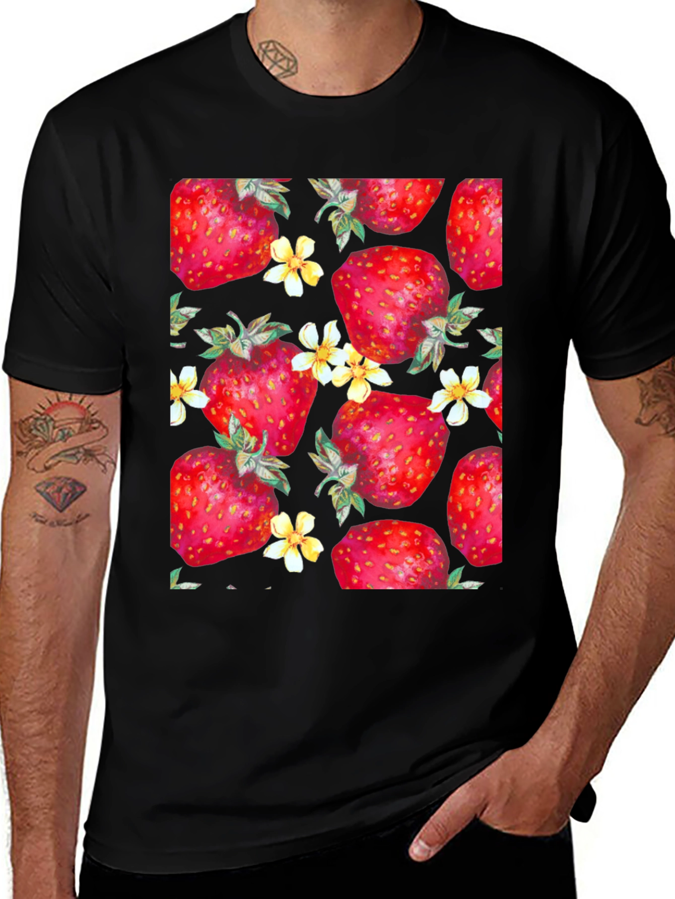 Variant 13 of Strawberry Pattern T-Shirt - Fun and Fresh