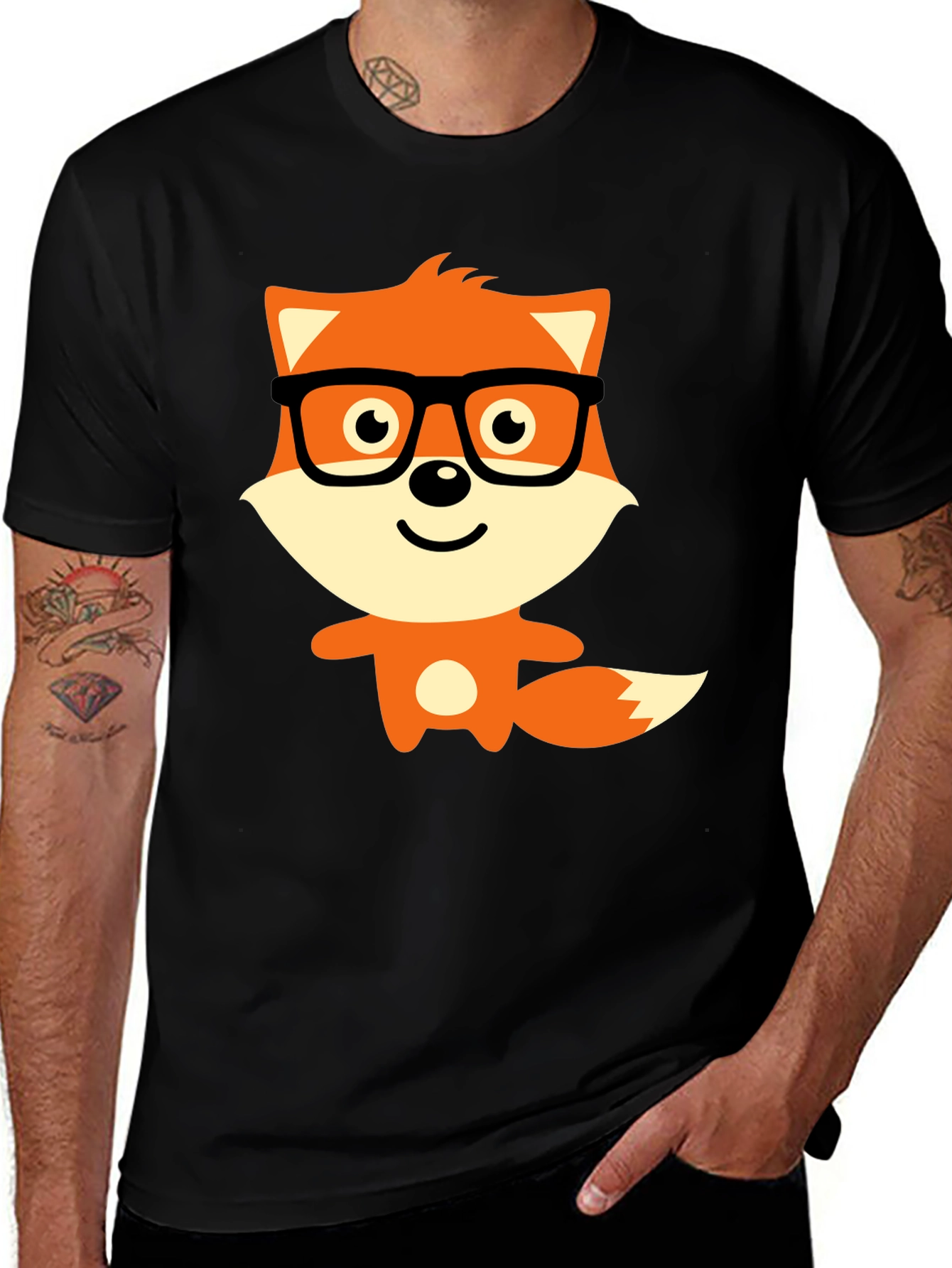 Variant 6 of Geeky Fox Graphic Tee - Black Casual T-Shirt