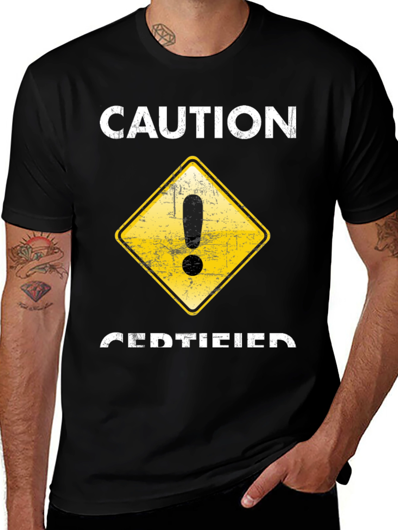 Variant 9 of Caution Certified T-Shirt - Funny Graphic Tee