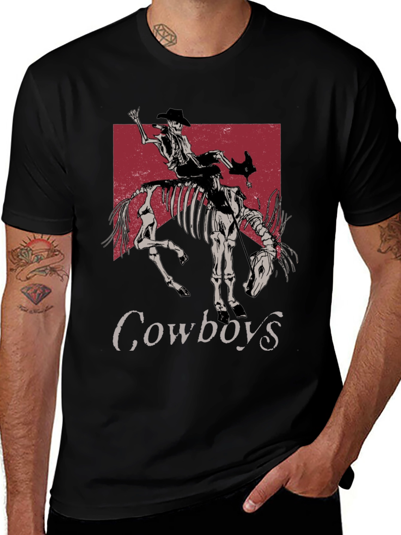 Variant 23 of Skeleton Cowboy Riding T-Shirt - Western Style