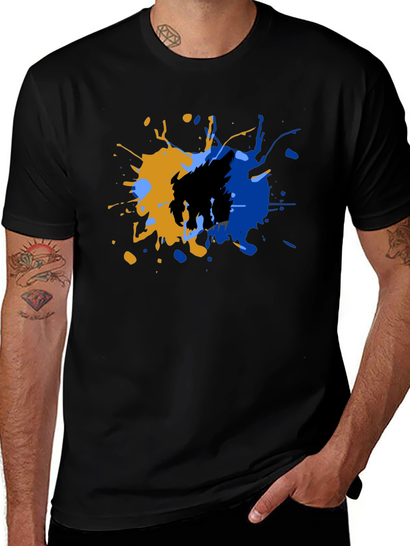 Variant 29 of Abstract Wolf Graphic Tee - Cool Ink Splatter Design