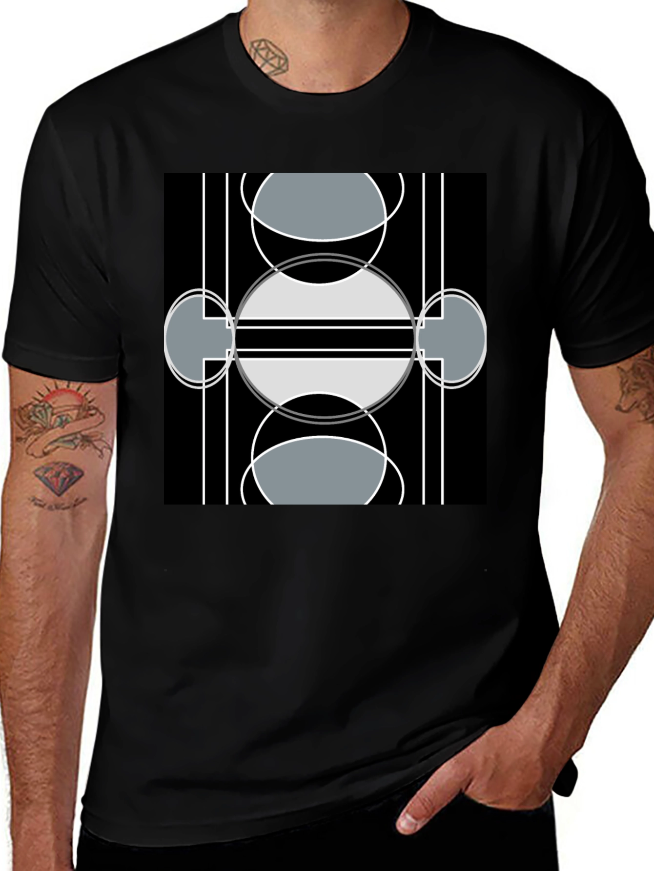 Variant 5 of Modern Geometric Design Black T-Shirt