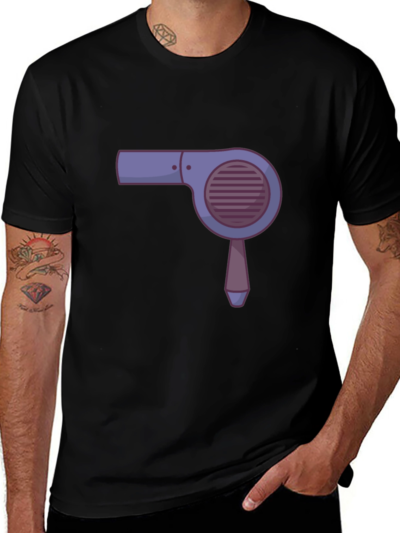 Variant 20 of Hair Dryer Graphic Tee - Stylish Black Cotton T-Shirt