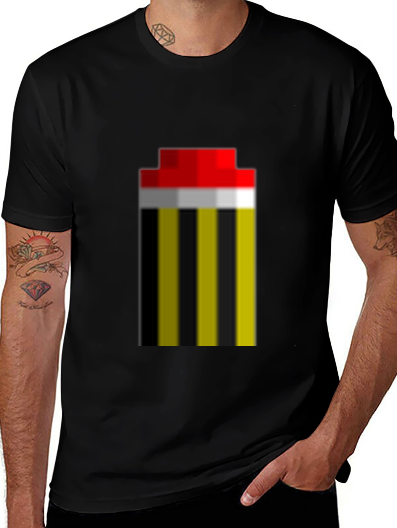 Variant 2 of Pixel Art Stripe Tee - Retro Gaming Fashion