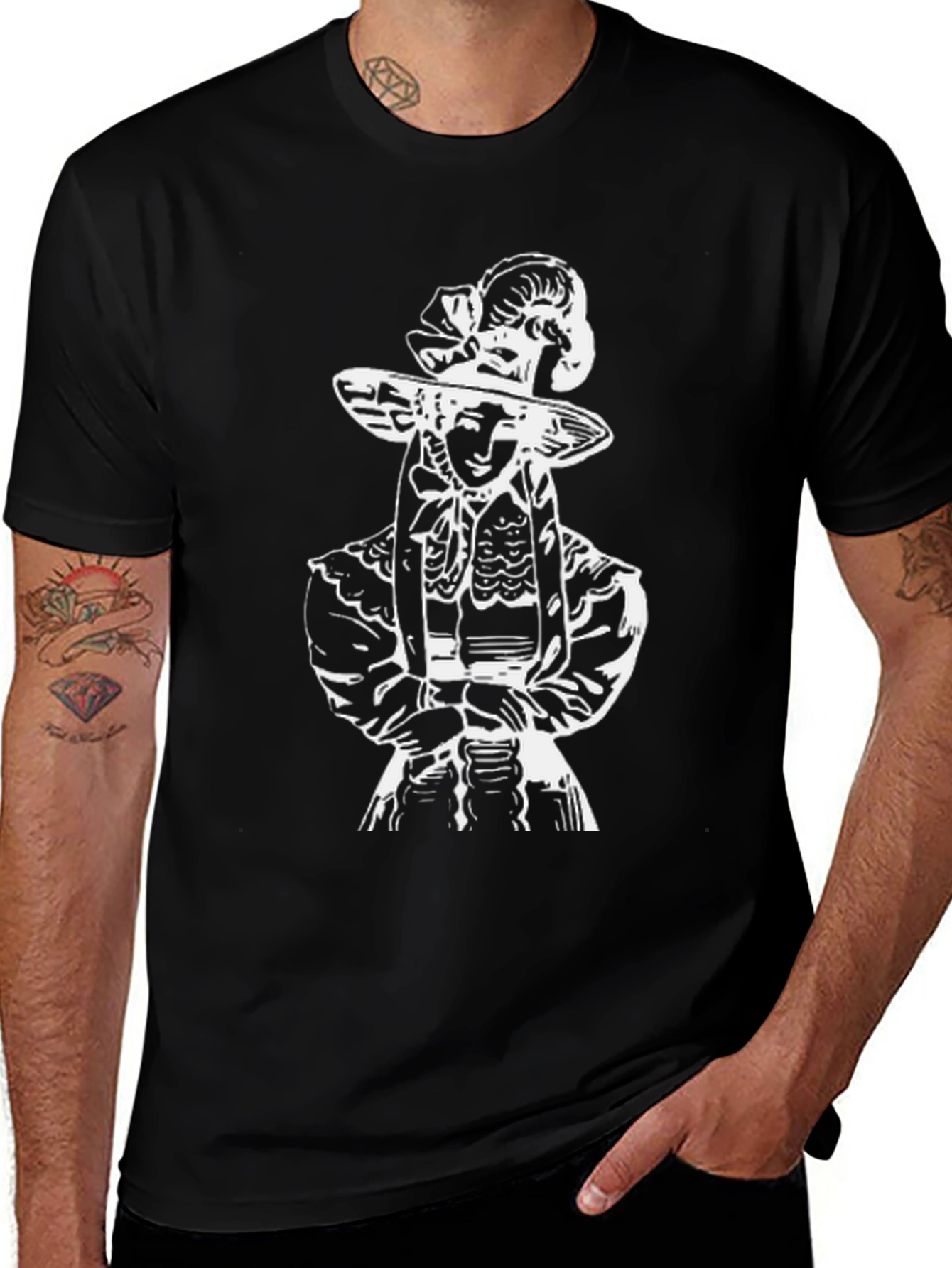 Variant 24 of Elegant Black T-Shirt with Unique White Graphic