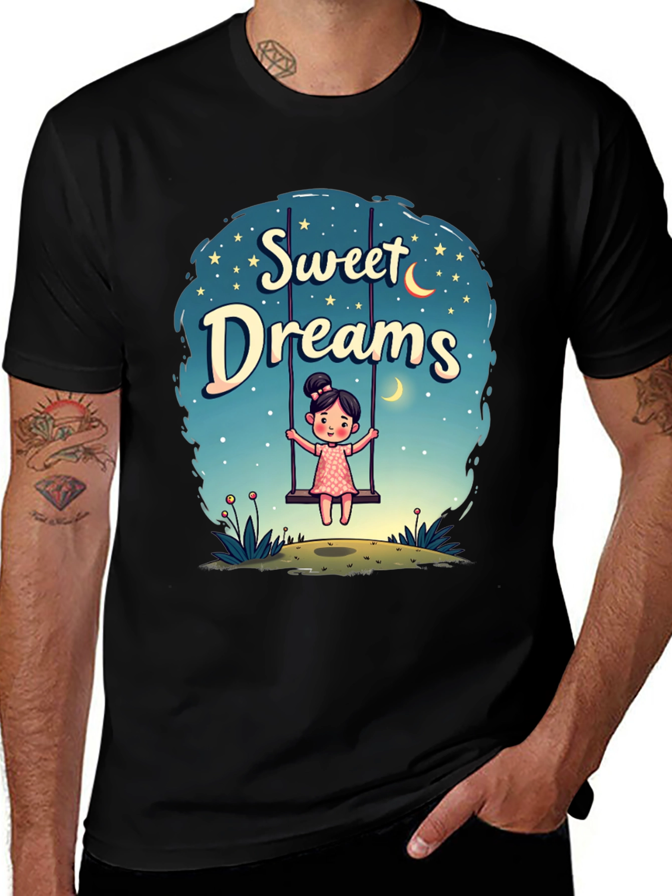 Sweet Dreams Girl on Swing Graphic Tee
