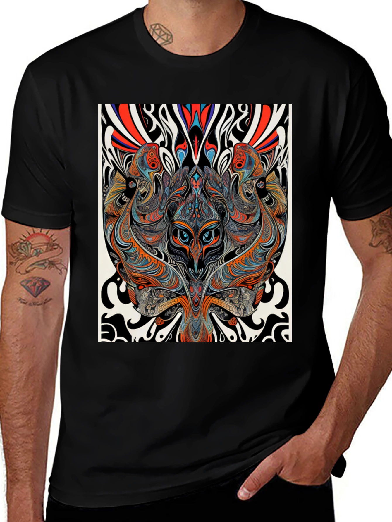 Variant 6 of Abstract Graphic Print Crew Neck T-Shirt