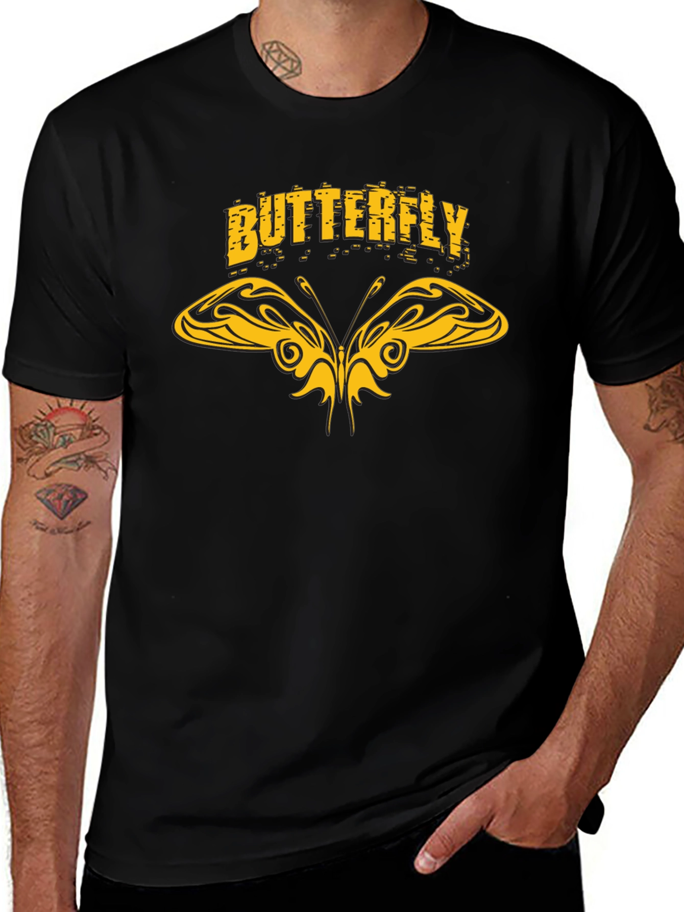 Variant 2 of Butterfly Graphic Tee - Black Cotton T-Shirt
