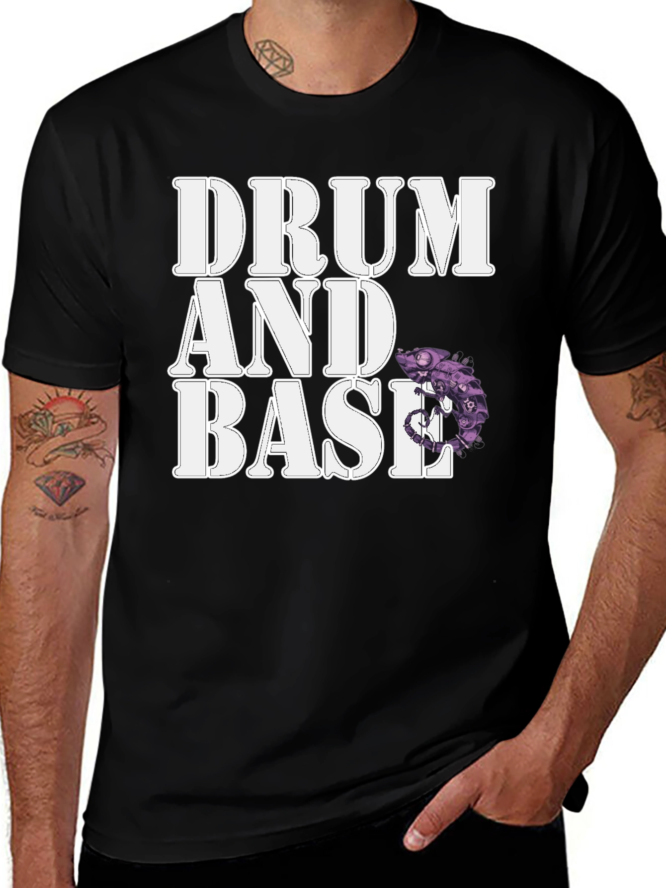 Variant 24 of Drum and Base Chameleon Graphic T-Shirt