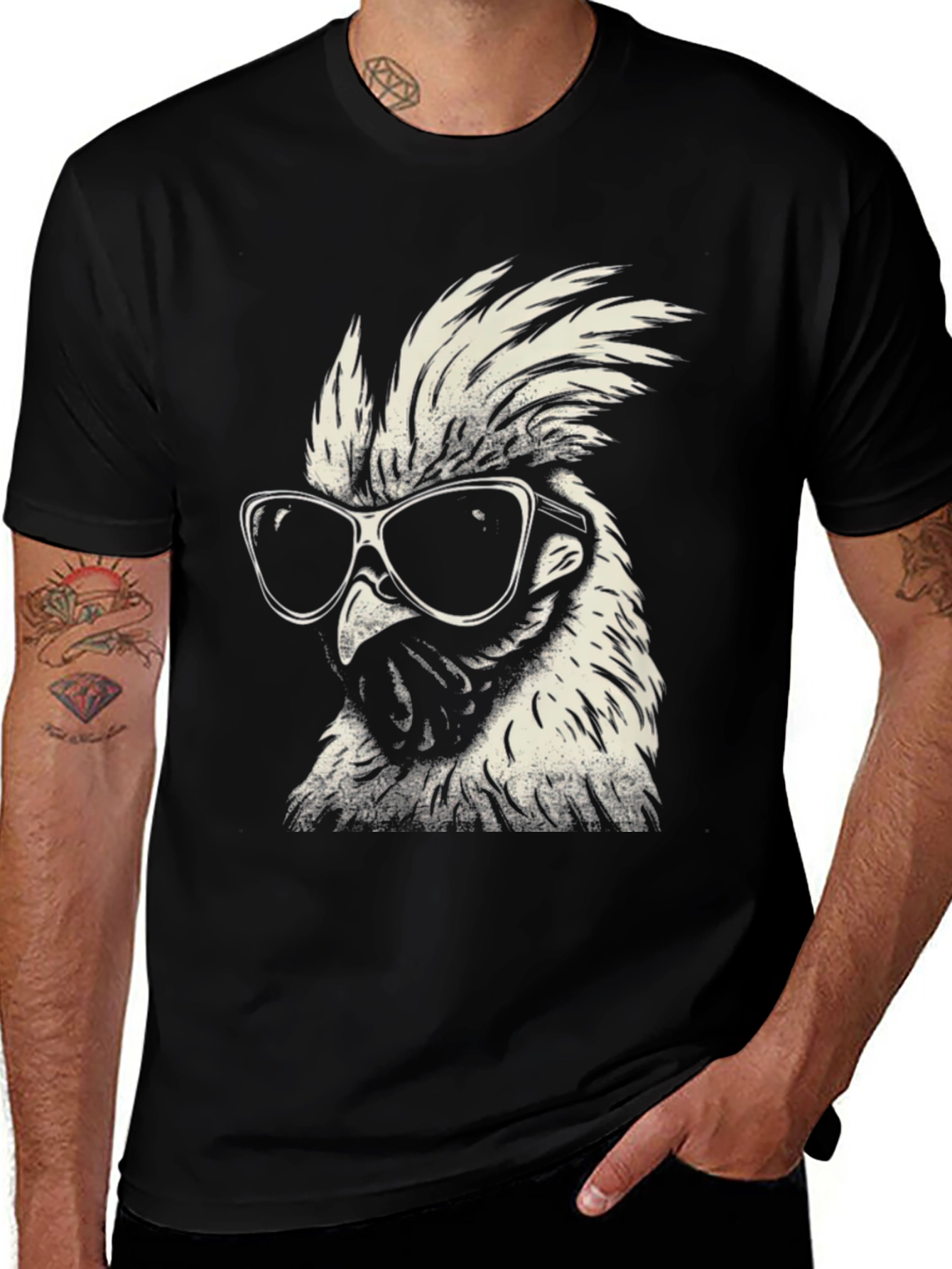 Variant 22 of Cool Rooster Graphic Tee - Black
