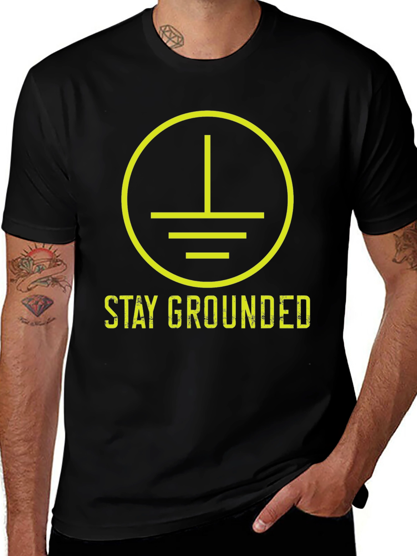Variant 16 of Stay Grounded Black Graphic Tee
