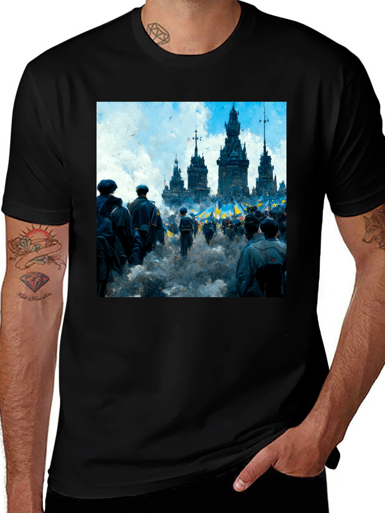 Ukraine Rally Graphic Tee - Black Cotton Blend