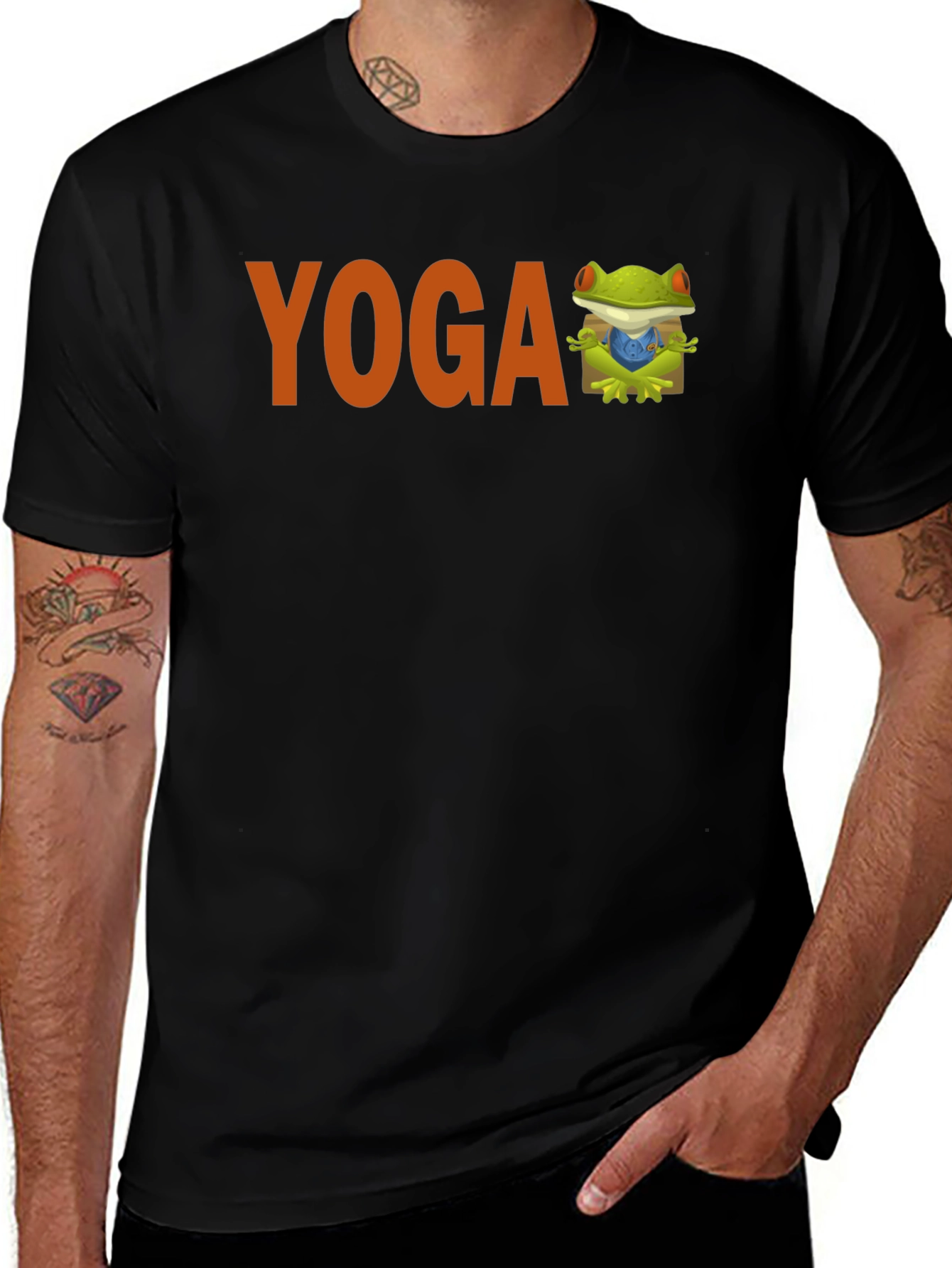 Variant 5 of Yoga Frog Graphic Tee - Black Cotton Blend