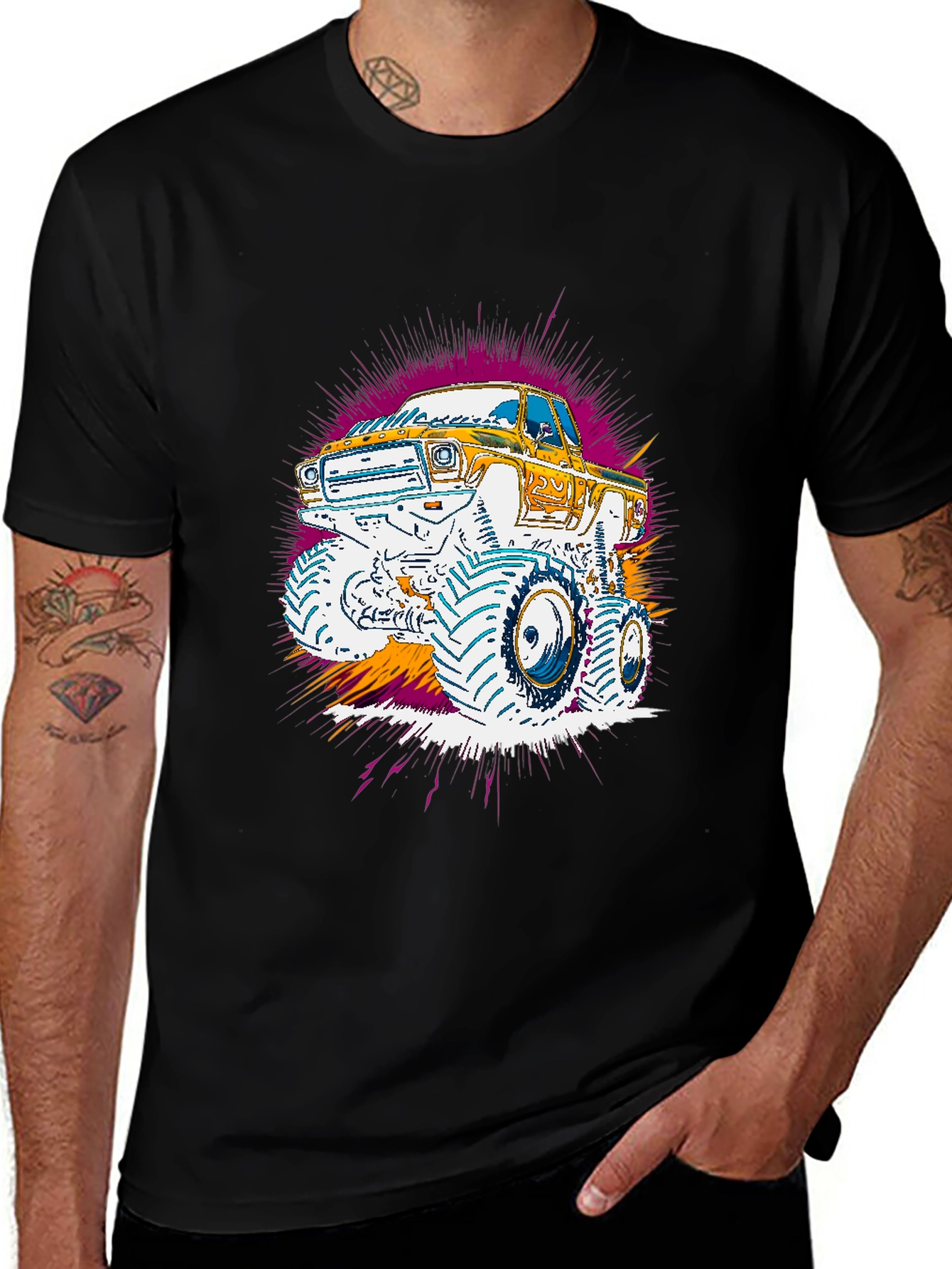 Variant 10 of Monster Truck Graphic Print Black Tee