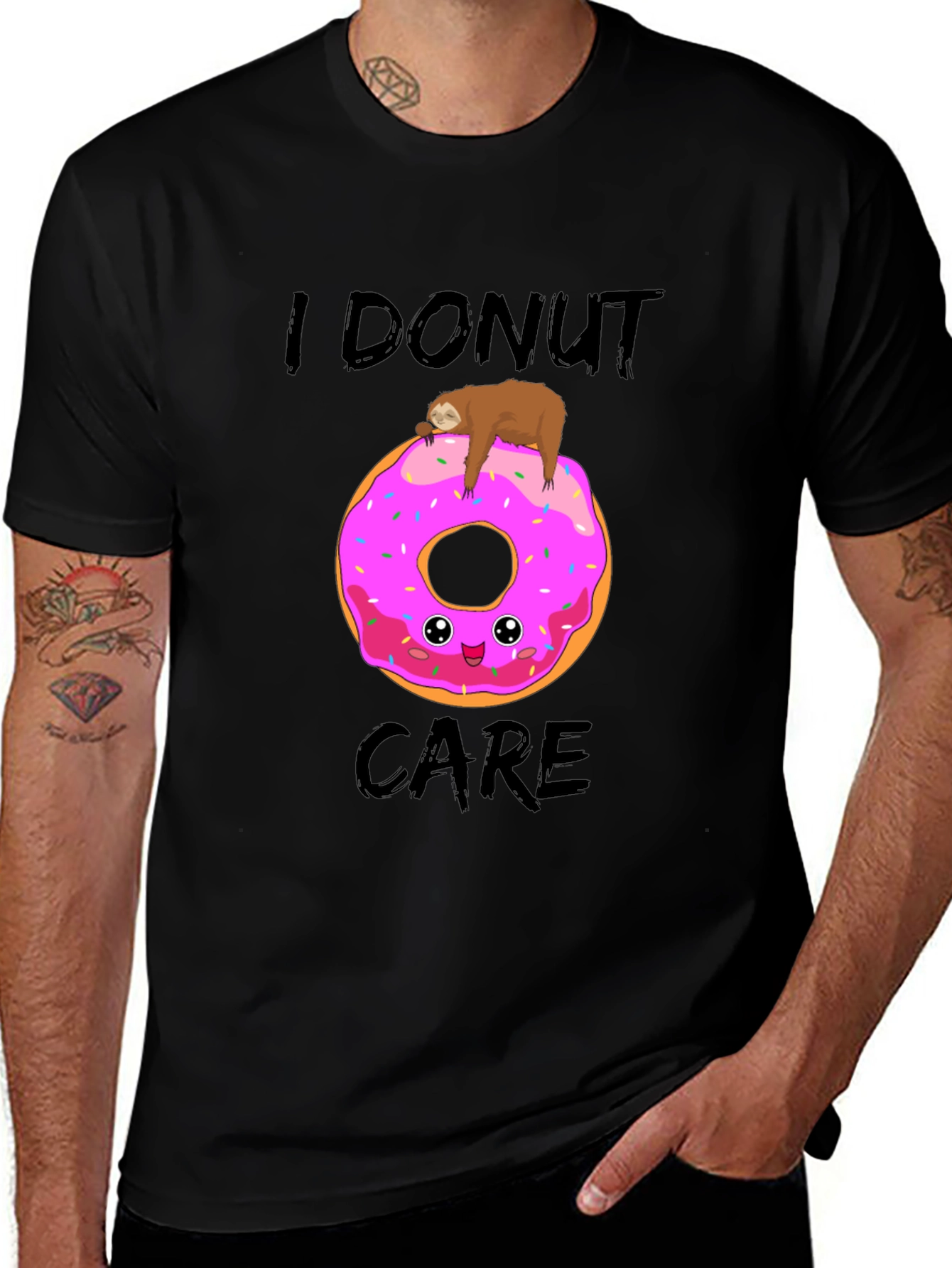 Variant 27 of I Donut Care Sloth Graphic Tee