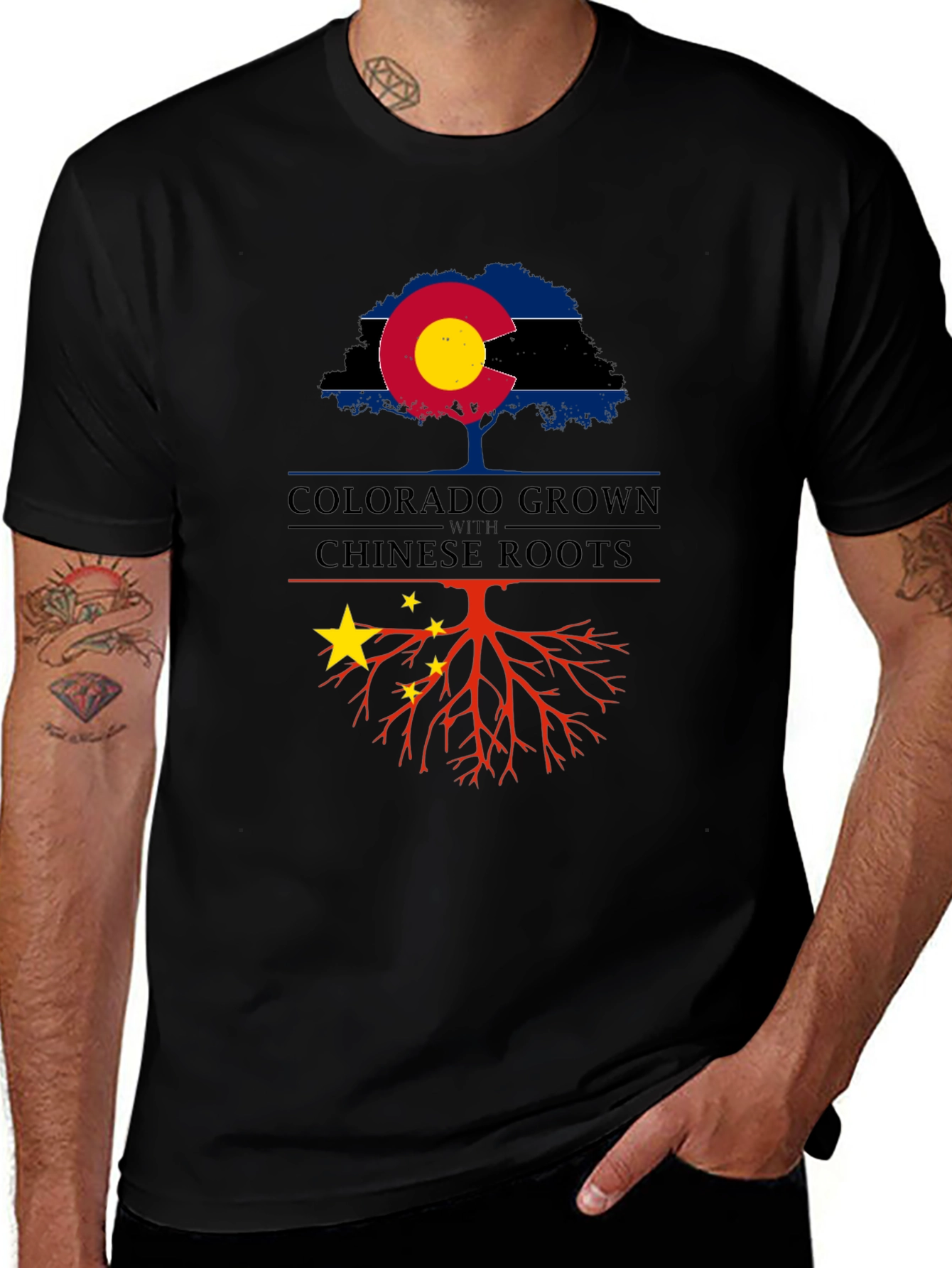 Variant 18 of Colorado Grown with Chinese Roots Black T-Shirt